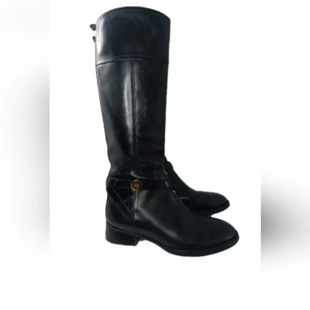 Tory Burch Brita Tall Riding Boots Women's Size 7.5 Black Leather Retail $495